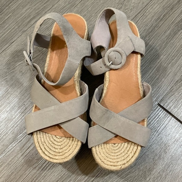 Halogen Emery Platform Espadrille, Gray Suede Sandals Size 9.5 - Picture 1 of 11